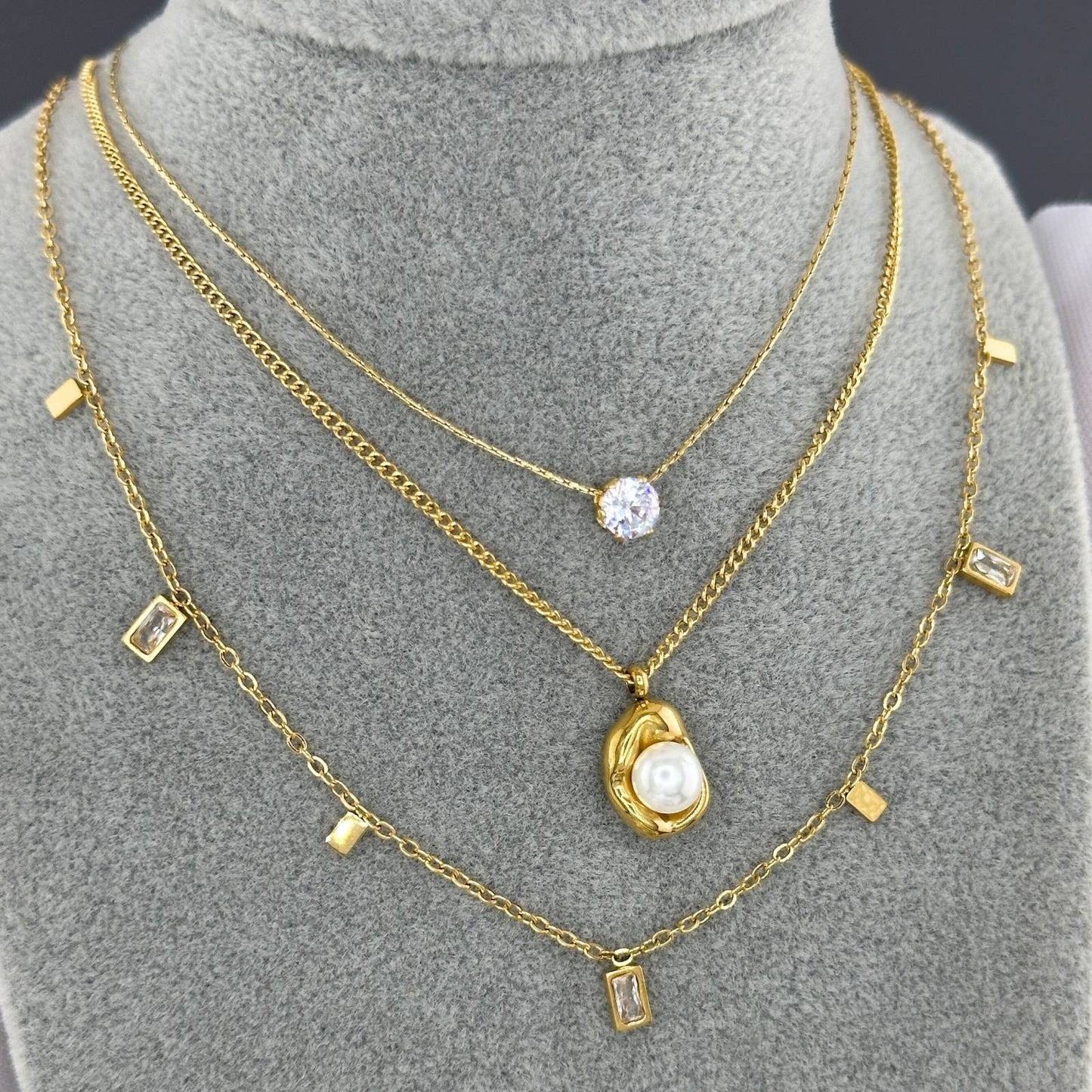 ARIA NECKLACE, 18K GOLD PLATED STEEL