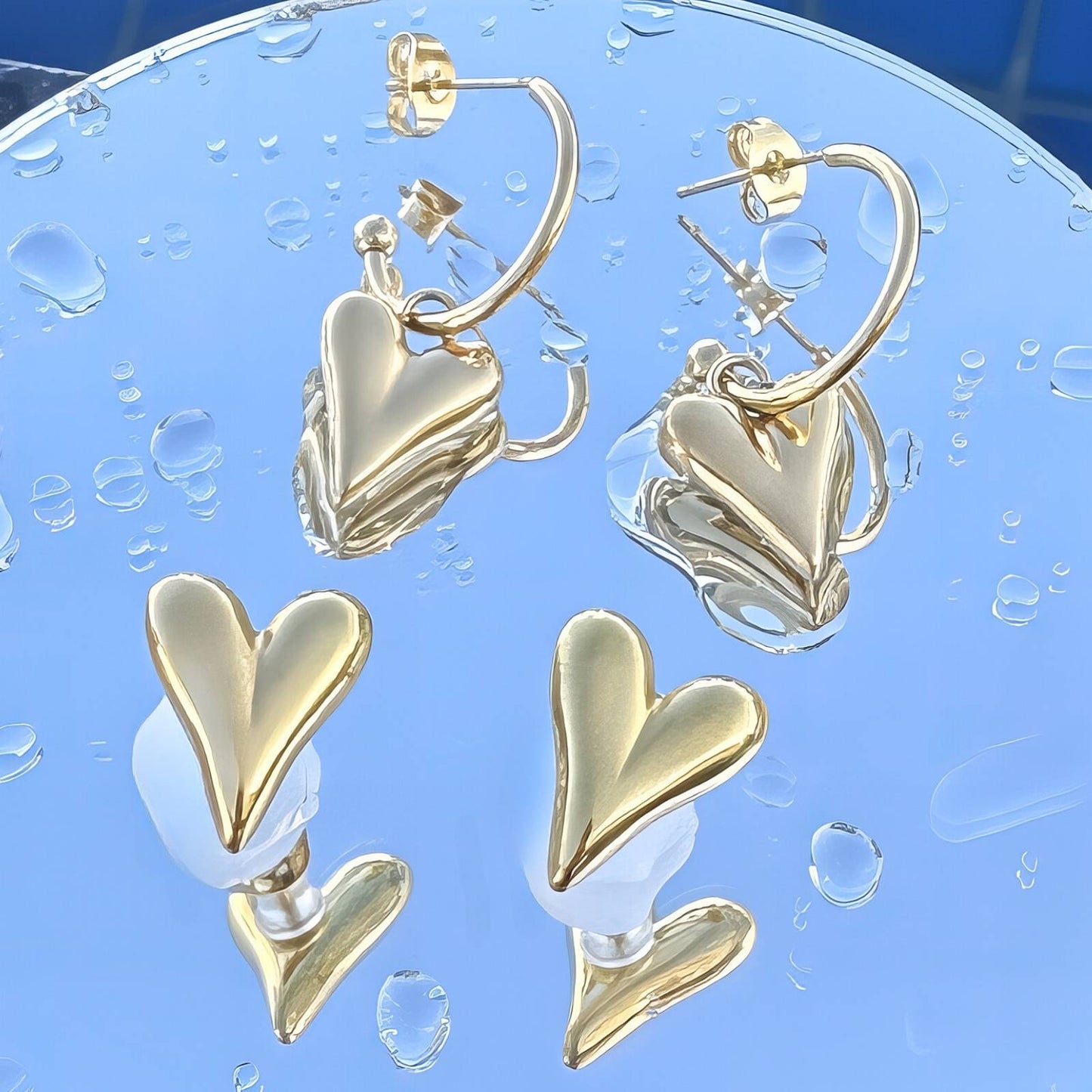 SWEET LOVE EARRINGS, 18K GOLD PLATED STEEL