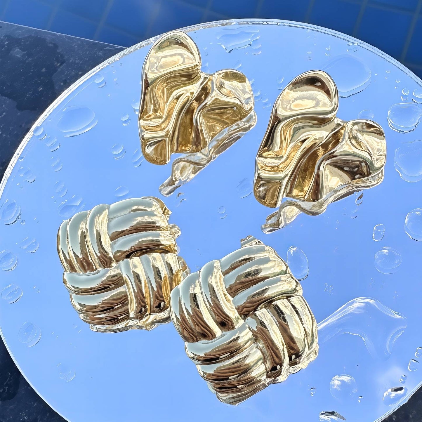 KNOT EARRINGS, 18K GOLD PLATED STEEL