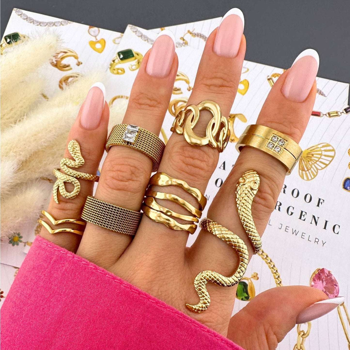 SNAKE RING, 18K GOLD PLATED STEEL