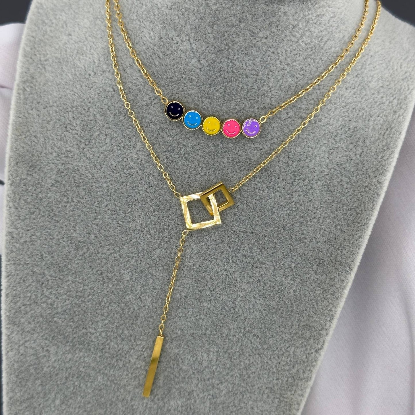 CHIC DROP NECKLACE, 18K GOLD PLATED STEEL