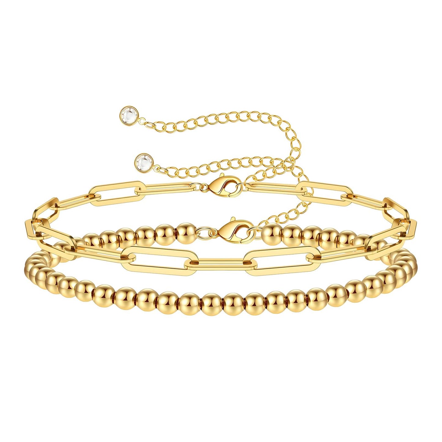 DOUBLE CHAIN, 18K GOLD PLATED STEEL