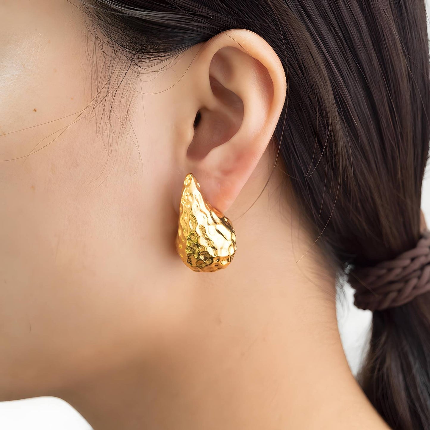 TEARDROPS EARRINGS, 18K GOLD PLATED STEEL