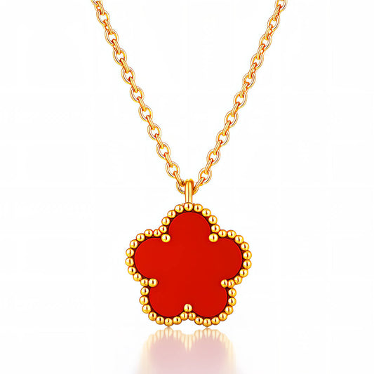 FLOWER NECKLACE, 18K GOLD PLATED STEEL