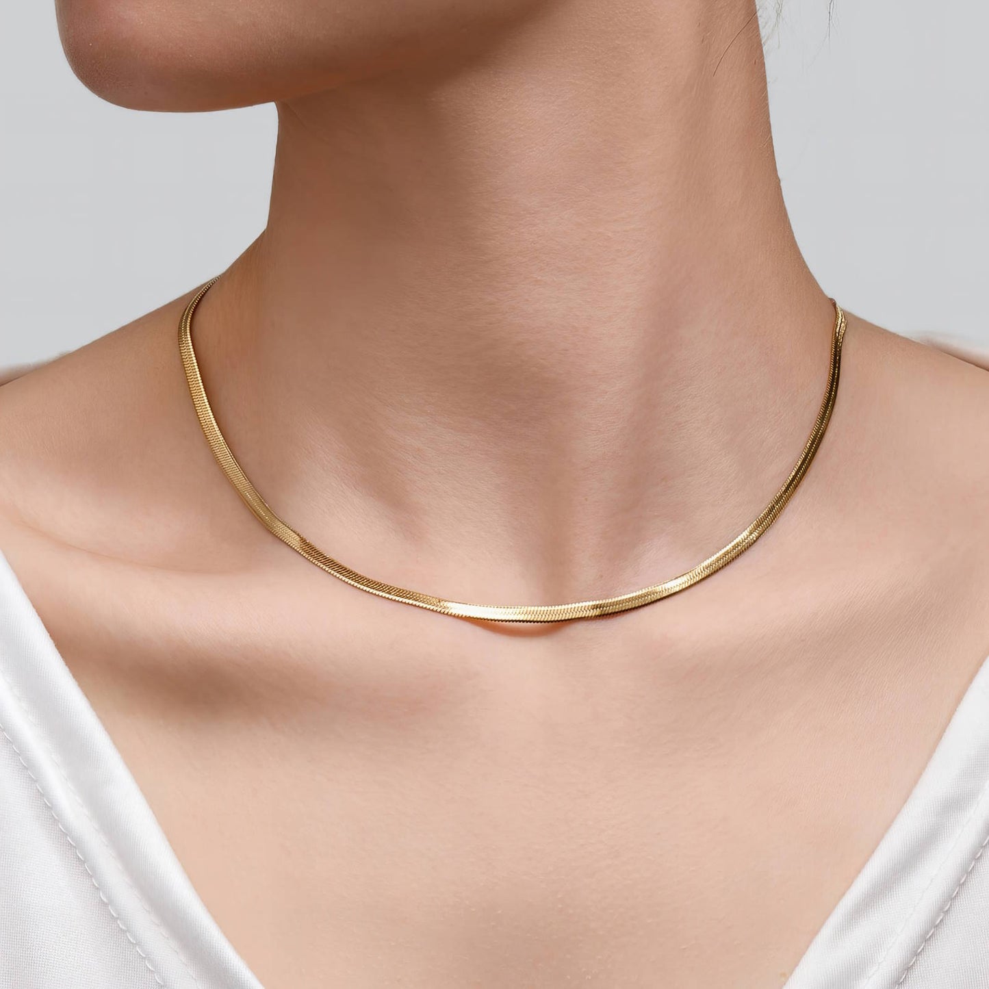 ELLE CHAIN NECKLACE, 18K GOLD PLATED STEEL