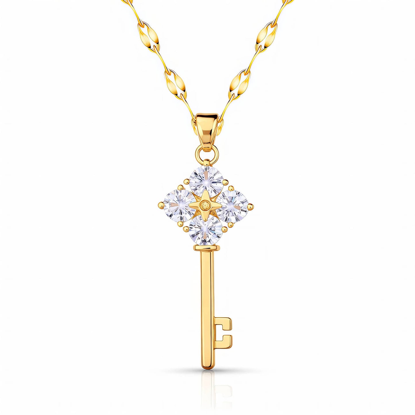 KEY NECKLACE, 18K GOLD PLATED STEEL
