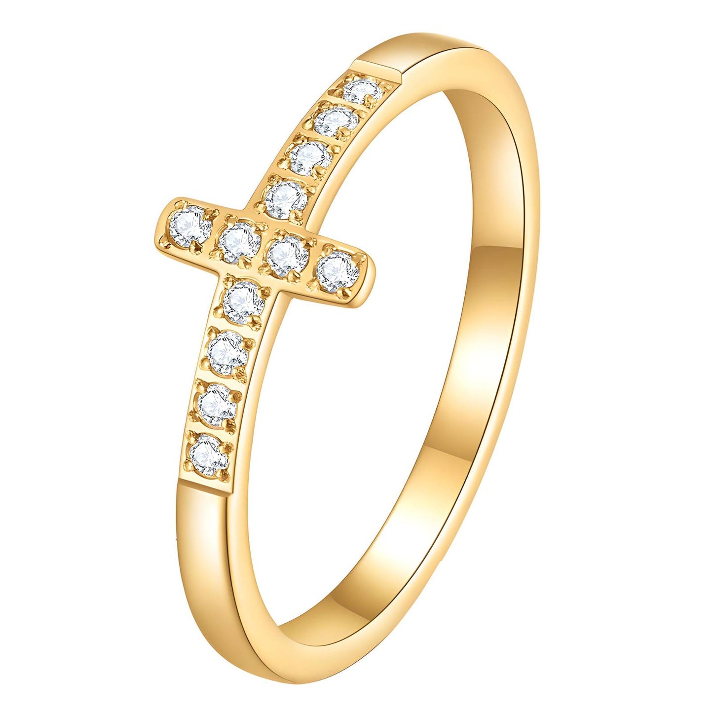 CROSSE RING, 18K GOLD PLATED STEEL