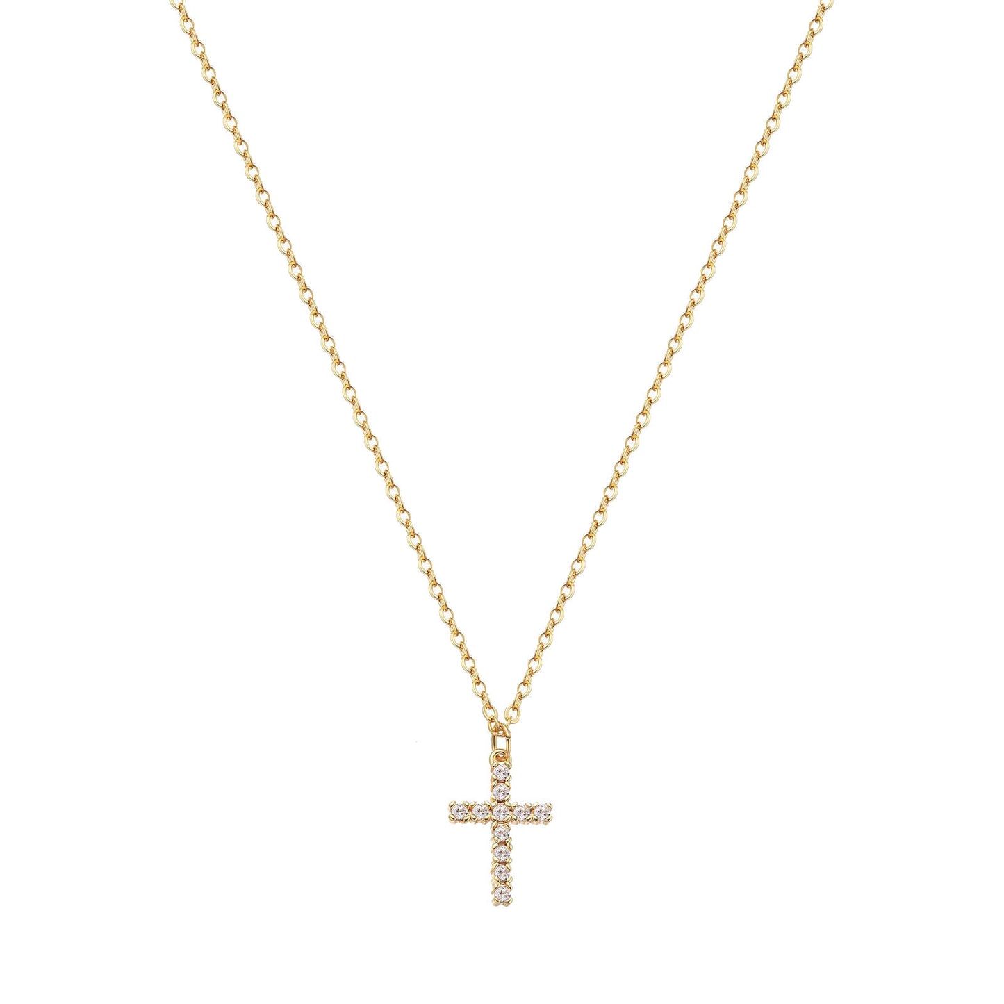 CROSSES NECKLACE, 18K GOLD PLATED STEEL