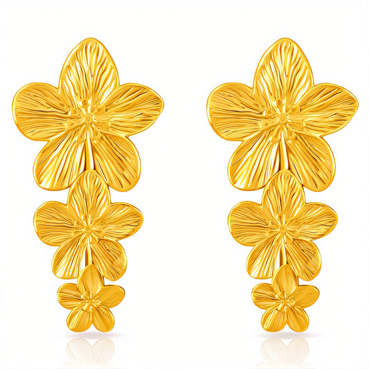 FLOWERS EARRINGS, 18K GOLD PLATED STEEL