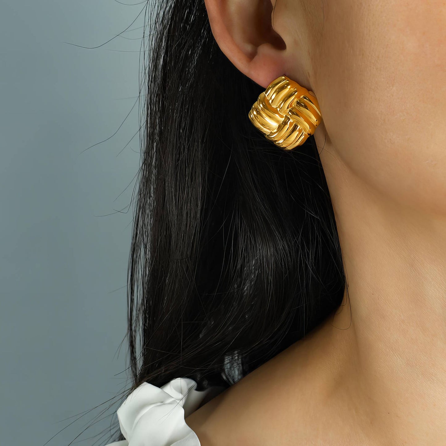 KNOT EARRINGS, 18K GOLD PLATED STEEL
