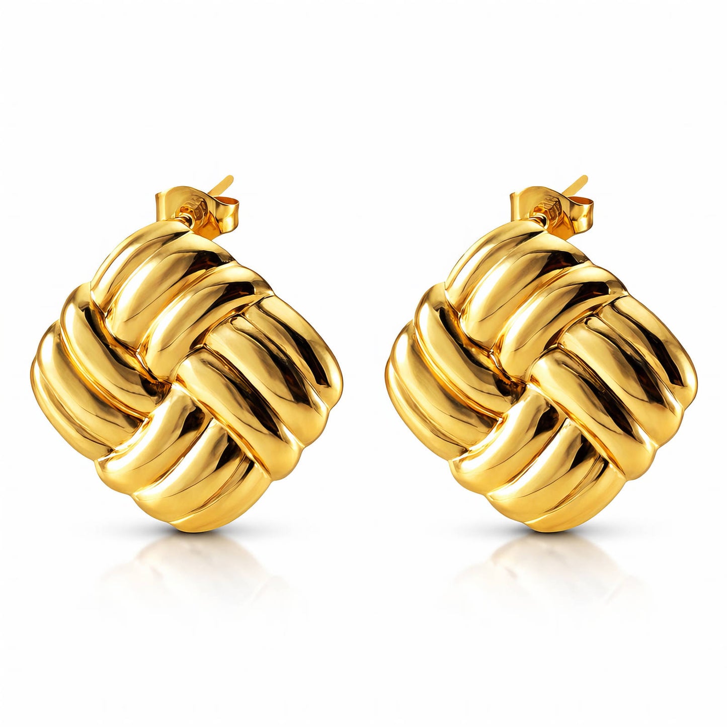 KNOT EARRINGS, 18K GOLD PLATED STEEL