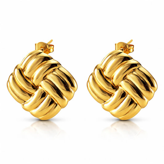 KNOT EARRINGS, 18K GOLD PLATED STEEL