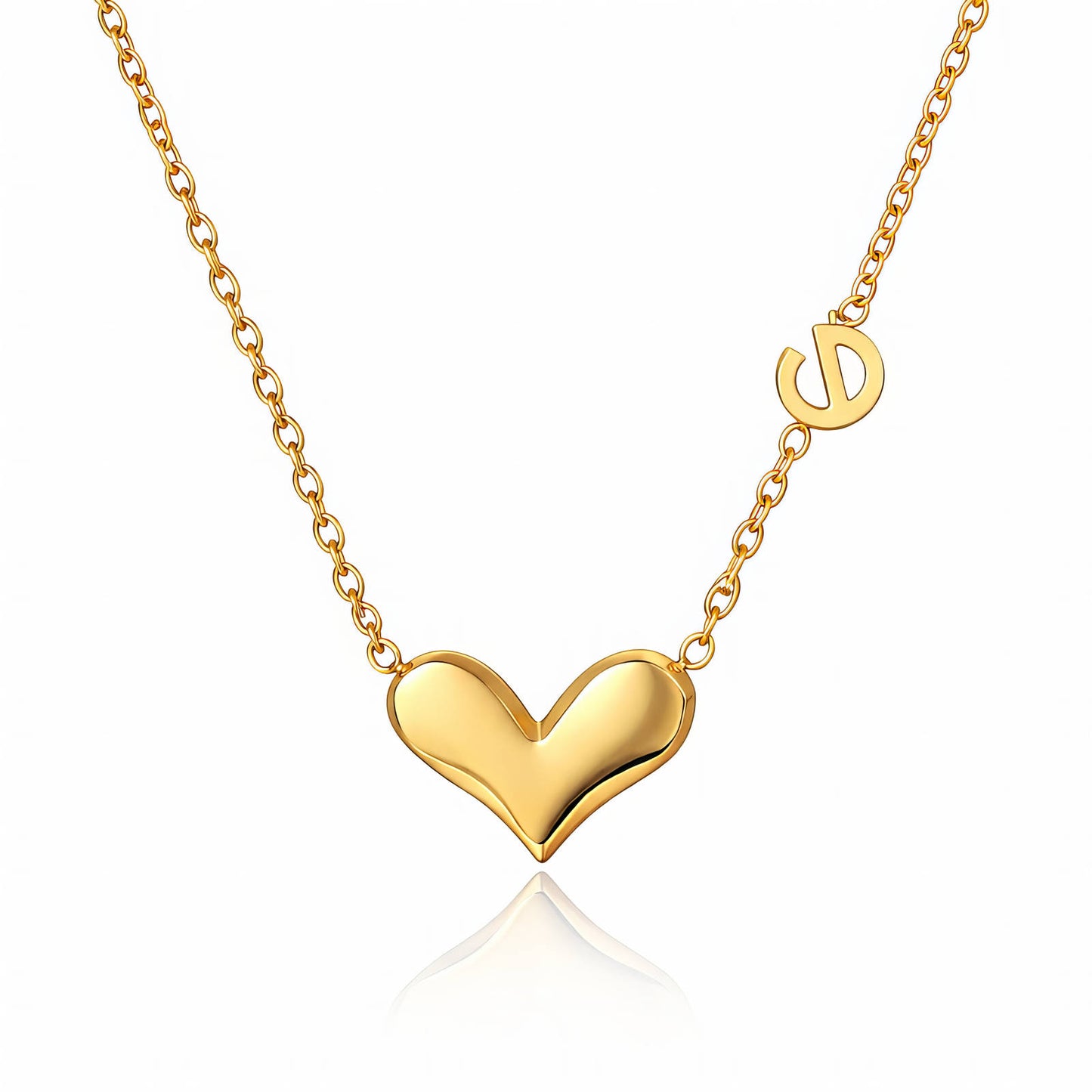 GOLDEN HEART NECKLACE, 18K GOLD PLATED STEEL