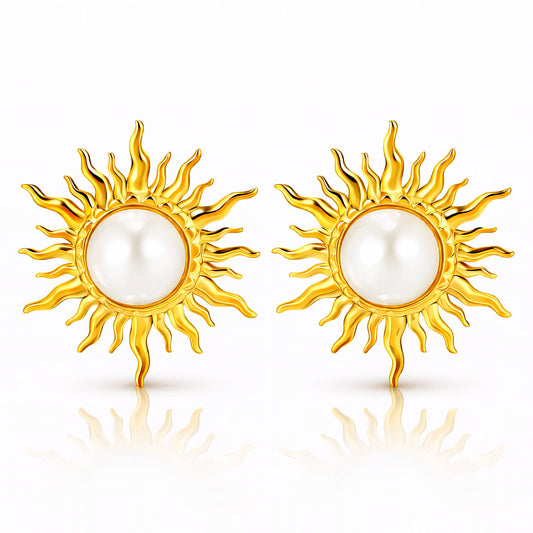 SOL EARRINGS, 18K GOLD PLATED STEEL