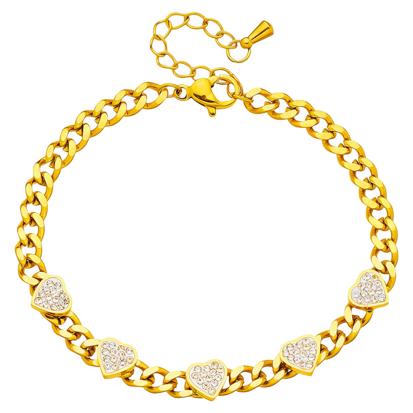 HEART LINE BRACELET, 18K GOLD PLATED STEEL