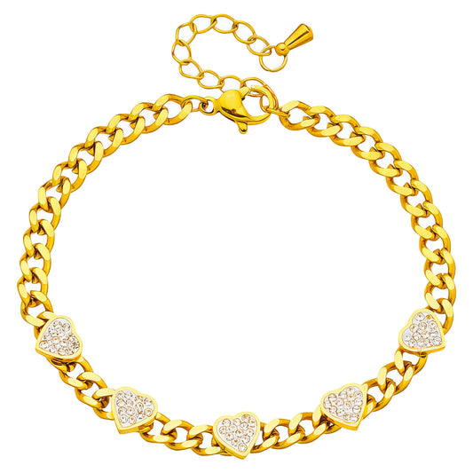 HEART LINE BRACELET, 18K GOLD PLATED STEEL