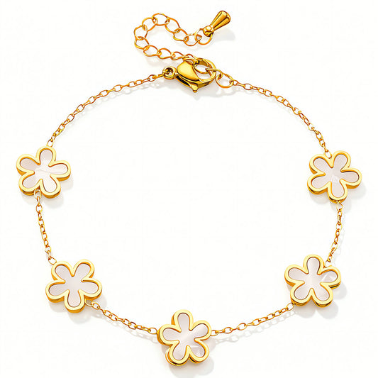 FLOWER MEADOW BRACELET, 18K GOLD PLATED STEEL